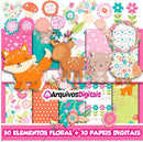 Kit Digital Floresta Encantada Scrapbook Silhouette Png