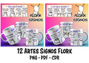 Pack De Artes Para Canecas Signos Flork | Png, Pdf E Cdr