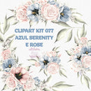 Kit Digital Clipart Azul Serenity E Rose