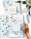 Arquivo Combo Agendas 2024 Com Versículos Floral Azul 8 Arqu