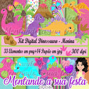 Kit Digital Dinossauro - Menina