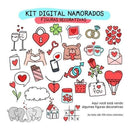 Pandoca Namorados Artes Kit Digital Frases Coloridas Mockups
