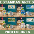 Estampas Professores Editáveis Canecas Almofadas Mockups