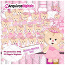 Kit Digital Ursinha Princesa Baby Scrapbook - Papeis e Elementos