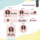 Etiqueta Escolar Menina Negra - Arquivo Digital