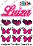 Arquivo De Corte Tema Borboleta Rosa 1 (para Topo De Bolo)
