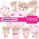 Kit Digital Ursinha Baloeira Scrapbook scanncut fcm svg Em Png