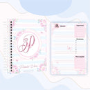 Agenda Floral Azul E Rosa - Arquivo Digital