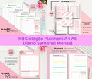 Combo Digital Planners Diários, Semanal, Mensal E  Fitness