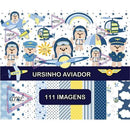 Kit Digital Ursinho Aviador Scrapbook scanncut fcm svg Png