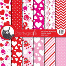Kit Papel Digital Vermelho Romantico