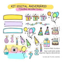 Kit Digital Artes Frases Png Aniversário Parabéns Mockups