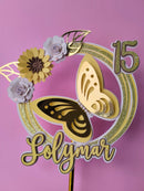 Arquivo De Corte Topo De Bolo Mariposa & Girasol