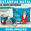 Artes Prontas Canecas Almofadas Natal Papai Noel Sublimação