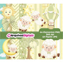 Kit Digital Ovelhinha Verde Scrapbook scanncut fcm svg Arquivo Png