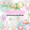 Kit Digital Fundo Do Mar Aquarelado (21)
