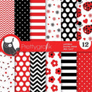 Kit Papel Digital Vermelho E Preto Ladybug