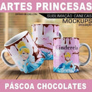 Pacote Artes Canecas Princesas Páscoa Chocolates Mockups