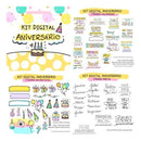 Kit Digital Artes Frases Png Aniversário Parabéns Mockups
