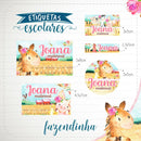Arquivo Etiqueta Escolar Fazendinha 6 Studio, Pdf E Png