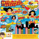Arquivos Digitais Para Scrapbook Mulher Maravilha 2 Kits
