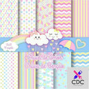 Kit Digital Papel Scrapbook Chuva de Bençao