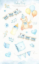 Baby Boy Ursinho Aquarela Kit Digital