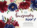 Kit Digital Floral Marsala E Azul Marinho