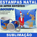 Artes Prontas Canecas Almofadas Natal Papai Noel Sublimação