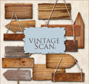 Kit Imágenes Vintage Digitales Shabby Chic Señales Madera
