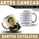 Pacote 30 Artes Editáveis Canecas Santos Católicos Mockups