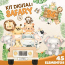 Super Combo Digital - 5 Kits Safari Aquarela Png