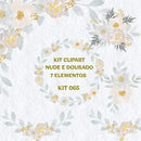 Kit Digital Clipart Nude E Dourado
