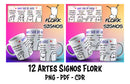 Pack De Artes Para Canecas Signos Flork | Png, Pdf E Cdr