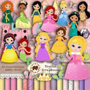 Kit Princesas Disney Digital Papel Elemento Clipart+brinde