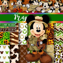 Papel Digital Mickey Safari Elemento Scrapbook Clipart+brind
