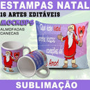 Artes Prontas Canecas Almofadas Natal Papai Noel Sublimação