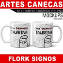 Pacote Artes Canecas Flork Signos Mockups Estampas Editáveis