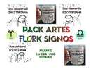12 Artes Para Sublimação Bento Flork Signos Cdr E Png