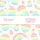 40 Papéis Digitais + 75 Pngs Pop It Fidget Toys Cores Candy