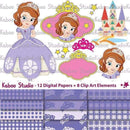 5 Kits Scrapbook Princesa Sofia Papel Digital Png Elementos