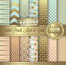 Kit Digital Scrapbook Dourado Rosa E Azul