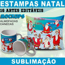 Artes Prontas Canecas Almofadas Natal Papai Noel Sublimação
