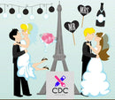 Kit Digital Papel Scrapbook casamento paris