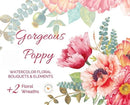 Kit Digital Clipart Floral Poppy