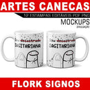 Pacote Artes Canecas Flork Signos Mockups Estampas Editáveis