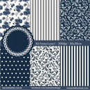 Kit Festa Luxo Azul Marinho Papel Digital + Brinde