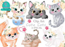 Kit Digital Gatos Aquarelados