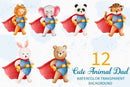 Kit Digital Aquarela Animal Pais Ilustrações Cliparts Png