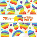 40 Papéis Digitais + 75 Pngs Pop It Fidget Toys Cores Vivas